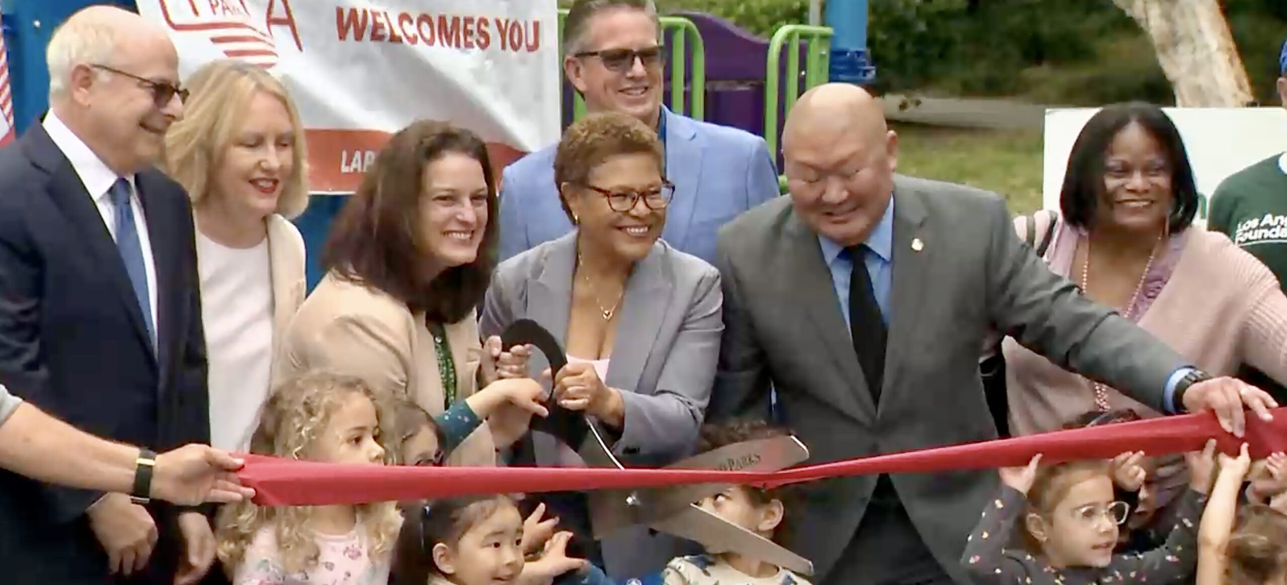 Mayor Karen Bass and CD5 Councilmember Katy Yaroslavsky Officially Open Pan Pacific Park Play Structure