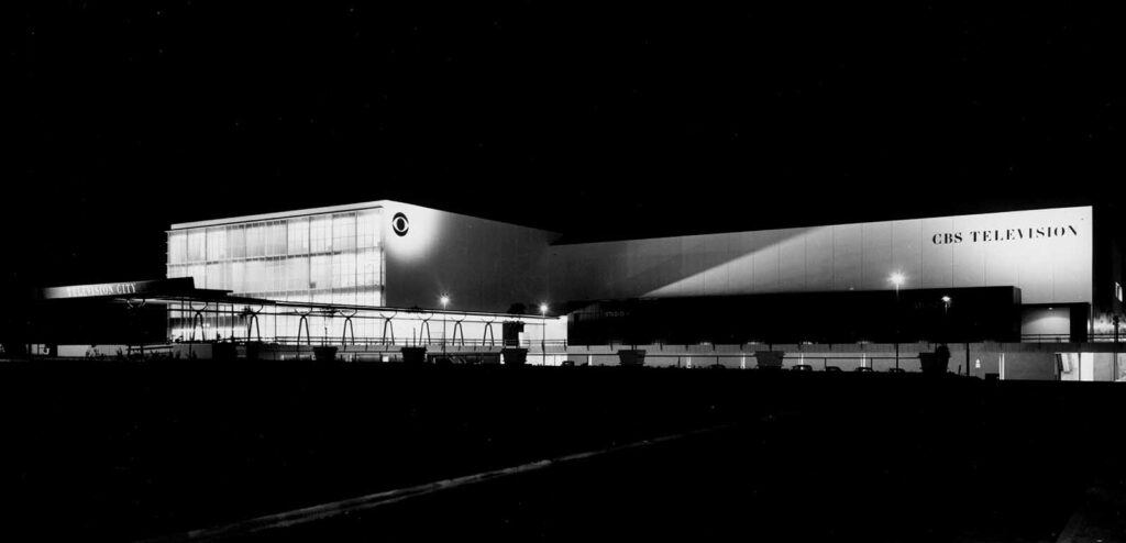 TVC Studios - Television City - 70 Years - Exterior Photo of the Entire TVC Studios at Night - Black and White Image